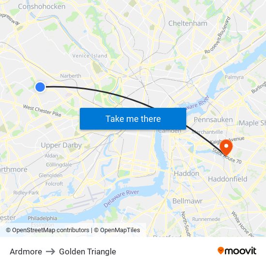 Ardmore to Golden Triangle map