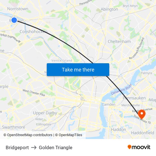 Bridgeport to Golden Triangle map