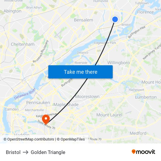 Bristol to Golden Triangle map