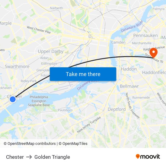 Chester to Golden Triangle map