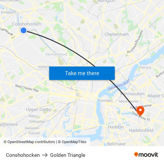 Conshohocken to Golden Triangle map