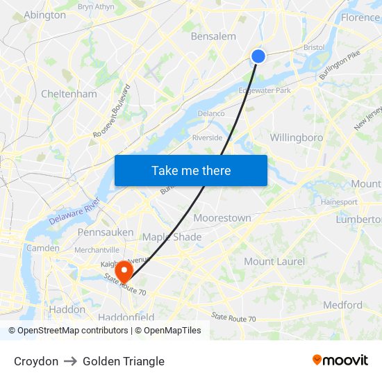 Croydon to Golden Triangle map