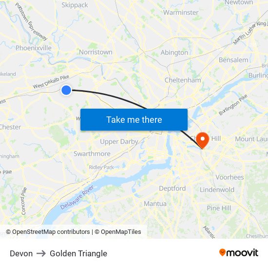 Devon to Golden Triangle map