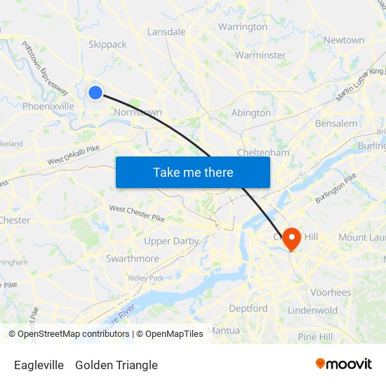 Eagleville to Golden Triangle map