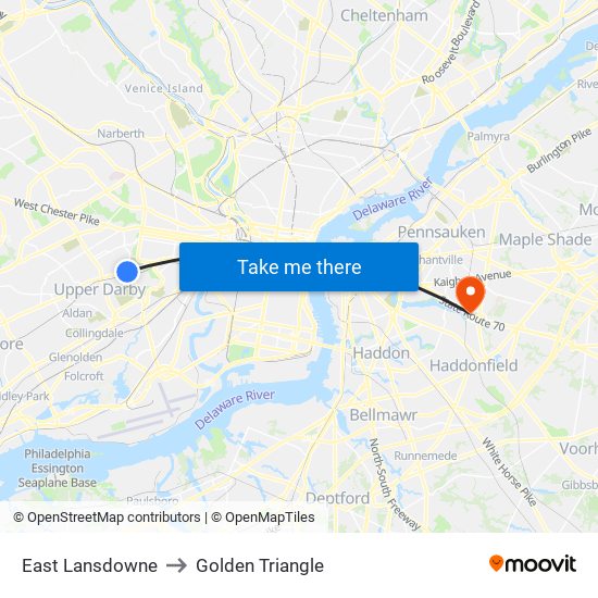 East Lansdowne to Golden Triangle map