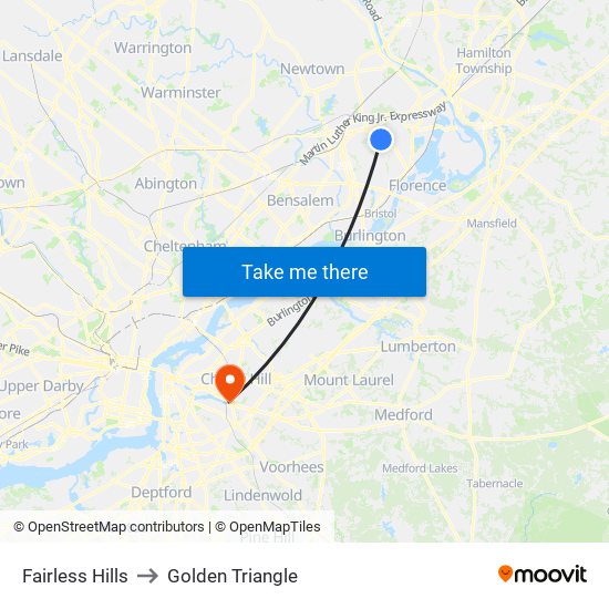 Fairless Hills to Golden Triangle map
