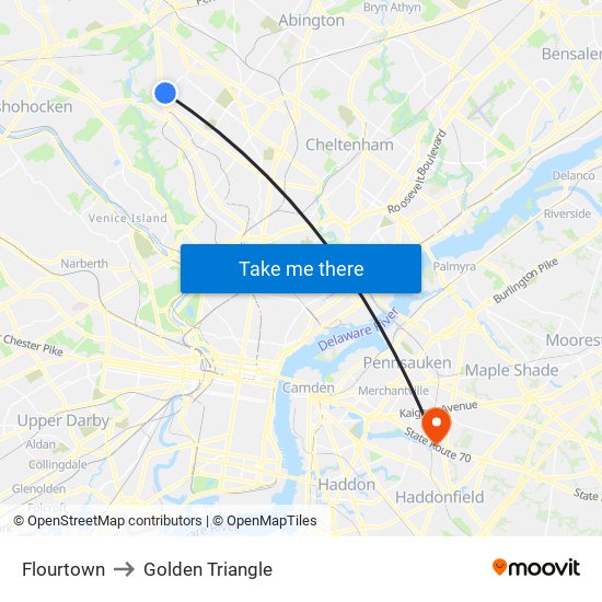 Flourtown to Golden Triangle map