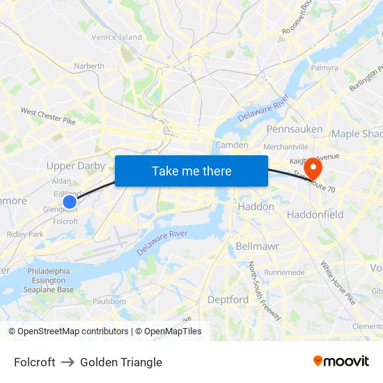 Folcroft to Golden Triangle map