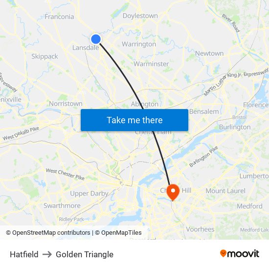 Hatfield to Golden Triangle map
