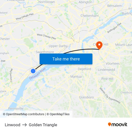 Linwood to Golden Triangle map