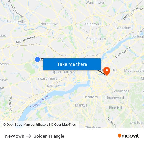 Newtown to Golden Triangle map