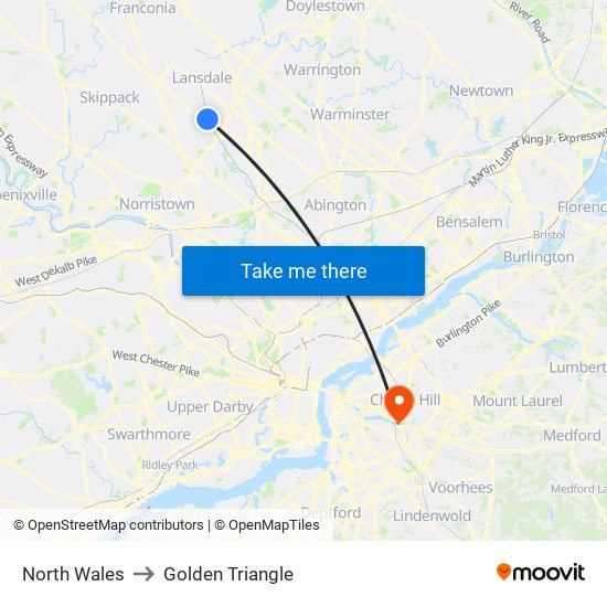 North Wales to Golden Triangle map