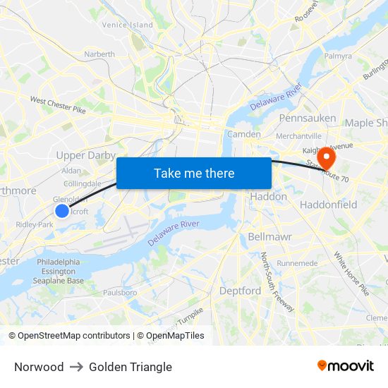 Norwood to Golden Triangle map