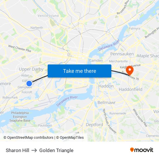 Sharon Hill to Golden Triangle map