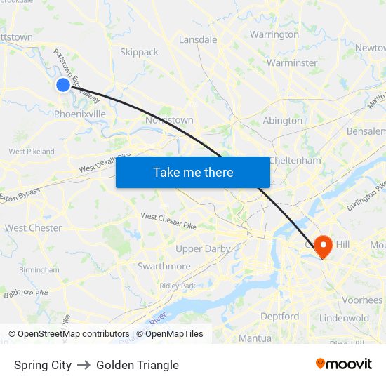 Spring City to Golden Triangle map