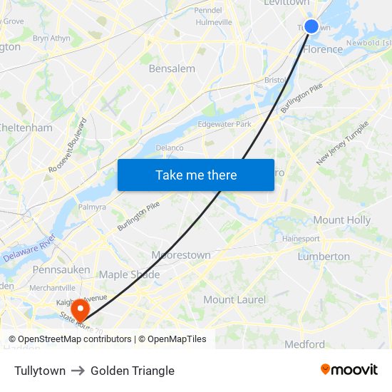 Tullytown to Golden Triangle map