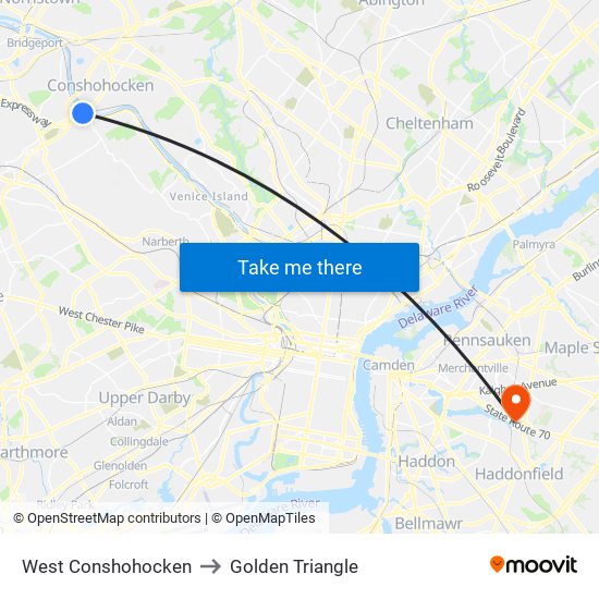 West Conshohocken to Golden Triangle map