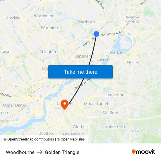 Woodbourne to Golden Triangle map