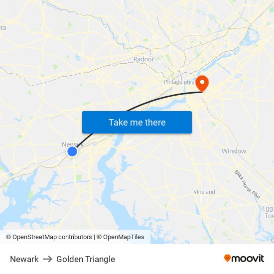 Newark to Golden Triangle map