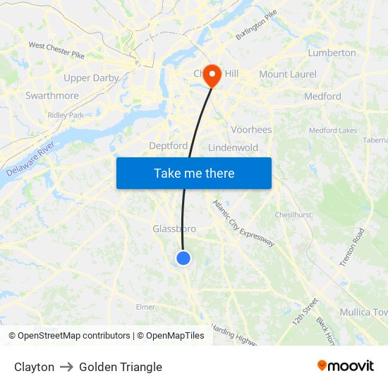 Clayton to Golden Triangle map