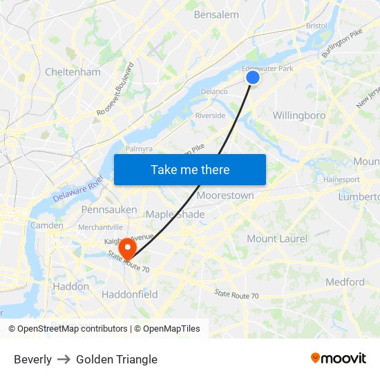 Beverly to Golden Triangle map