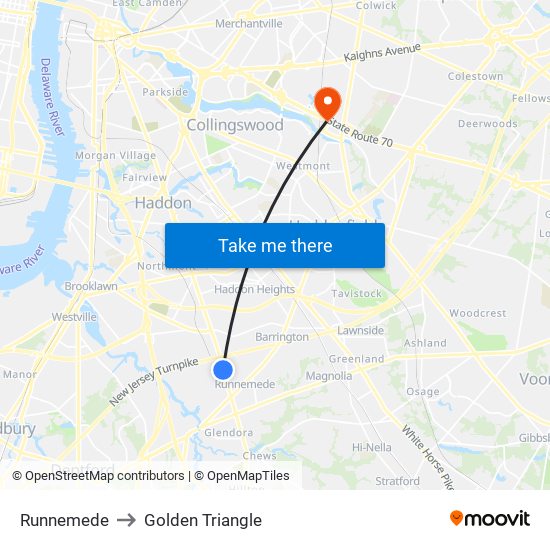 Runnemede to Golden Triangle map