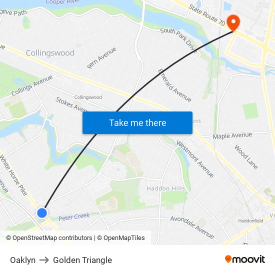 Oaklyn to Golden Triangle map