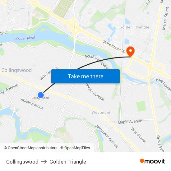 Collingswood to Golden Triangle map