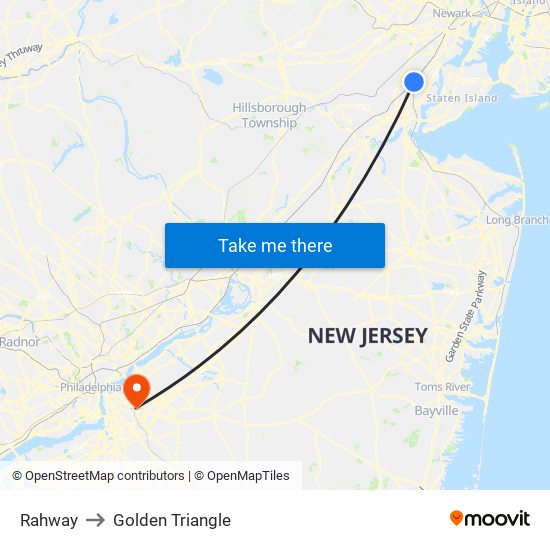 Rahway to Golden Triangle map