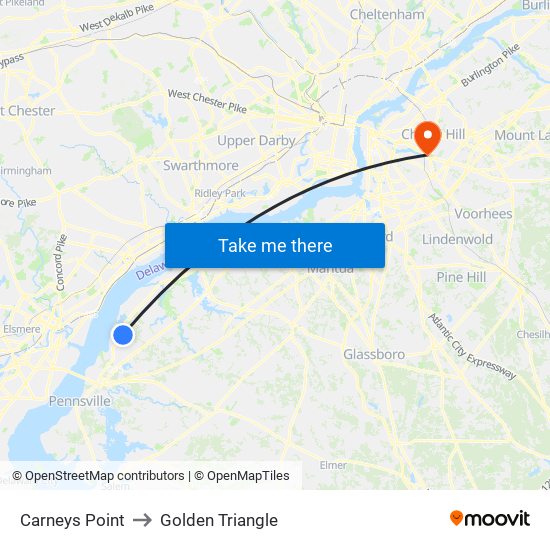 Carneys Point to Golden Triangle map