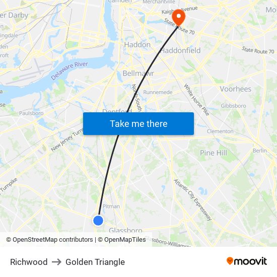 Richwood to Golden Triangle map