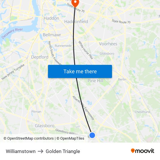 Williamstown to Golden Triangle map
