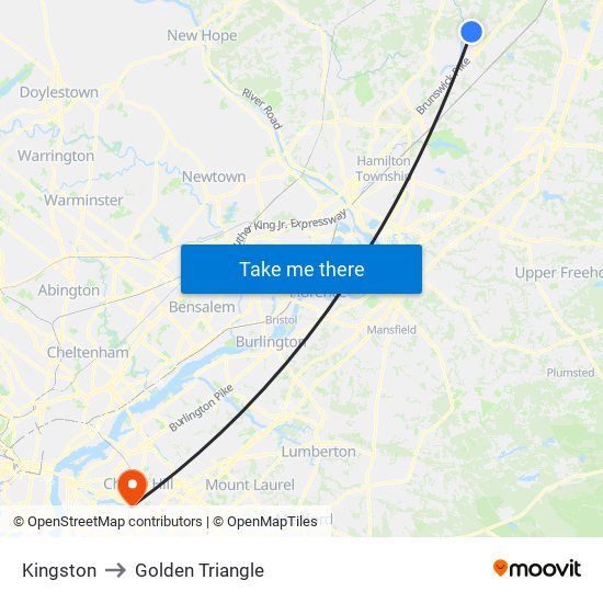 Kingston to Golden Triangle map