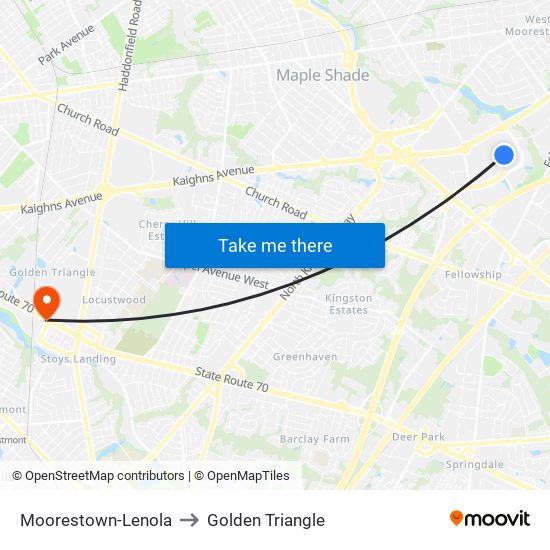 Moorestown-Lenola to Golden Triangle map