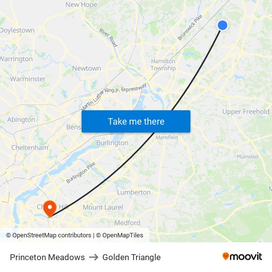 Princeton Meadows to Golden Triangle map