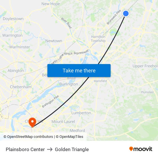 Plainsboro Center to Golden Triangle map