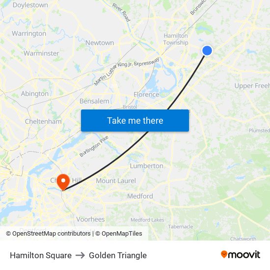 Hamilton Square to Golden Triangle map