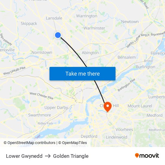 Lower Gwynedd to Golden Triangle map