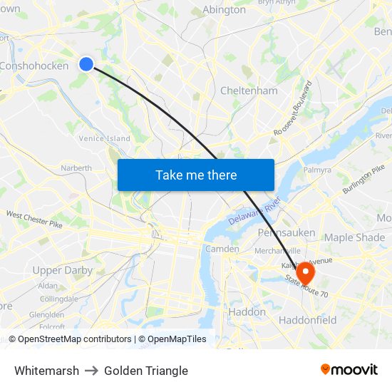 Whitemarsh to Golden Triangle map