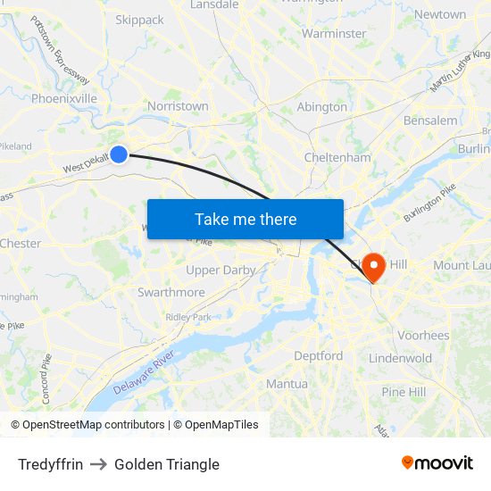 Tredyffrin to Golden Triangle map