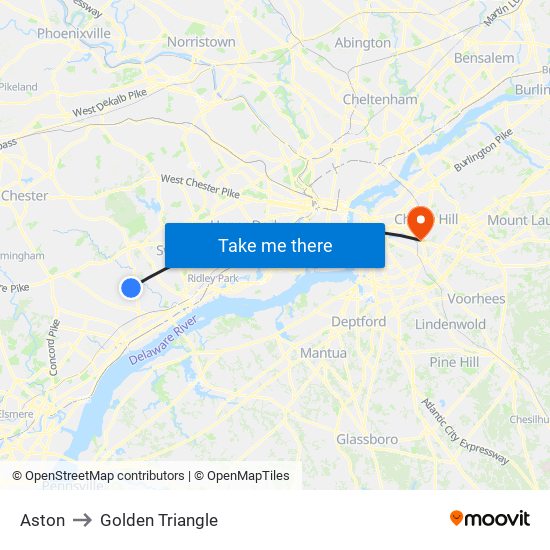 Aston to Golden Triangle map