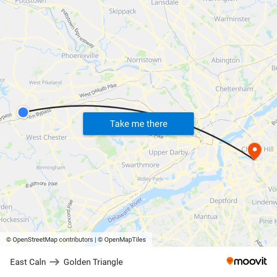 East Caln to Golden Triangle map