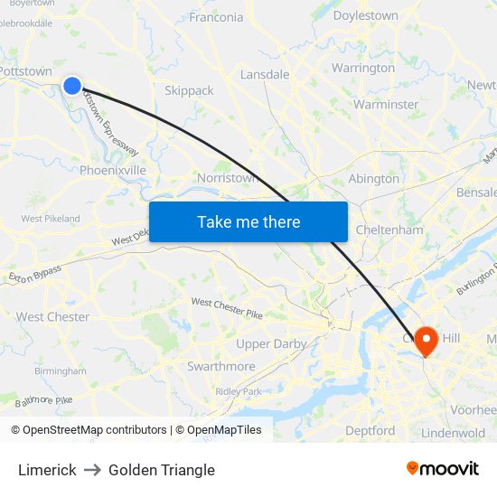 Limerick to Golden Triangle map