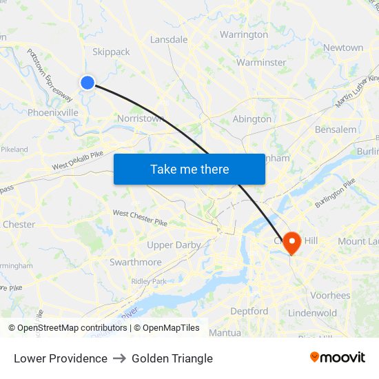 Lower Providence to Golden Triangle map
