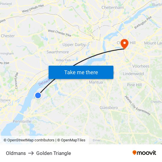 Oldmans to Golden Triangle map