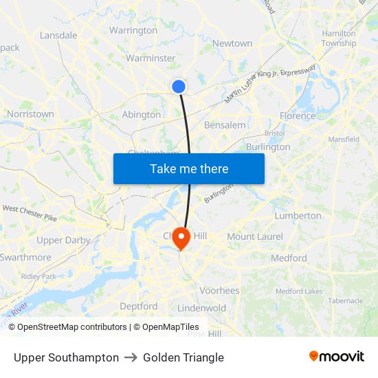 Upper Southampton to Golden Triangle map