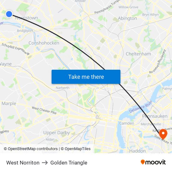 West Norriton to Golden Triangle map