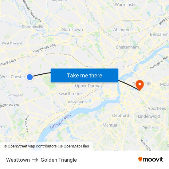 Westtown to Golden Triangle map