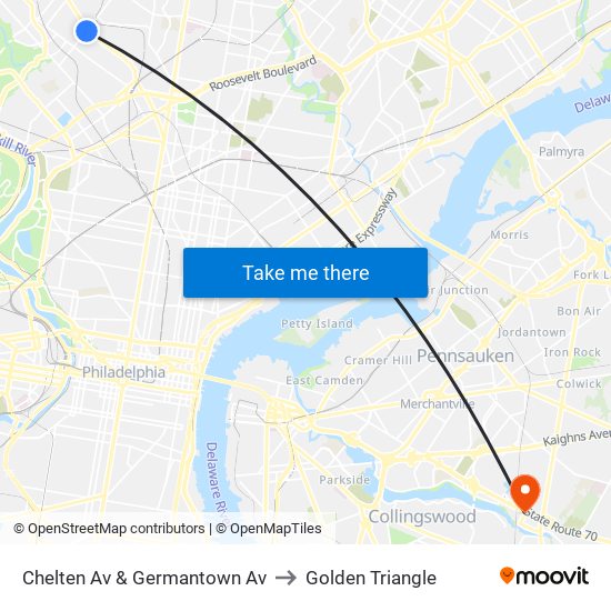 Chelten Av & Germantown Av to Golden Triangle map