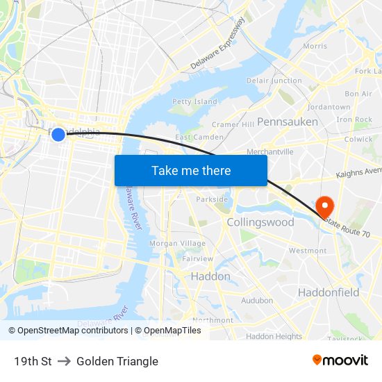 19th St to Golden Triangle map